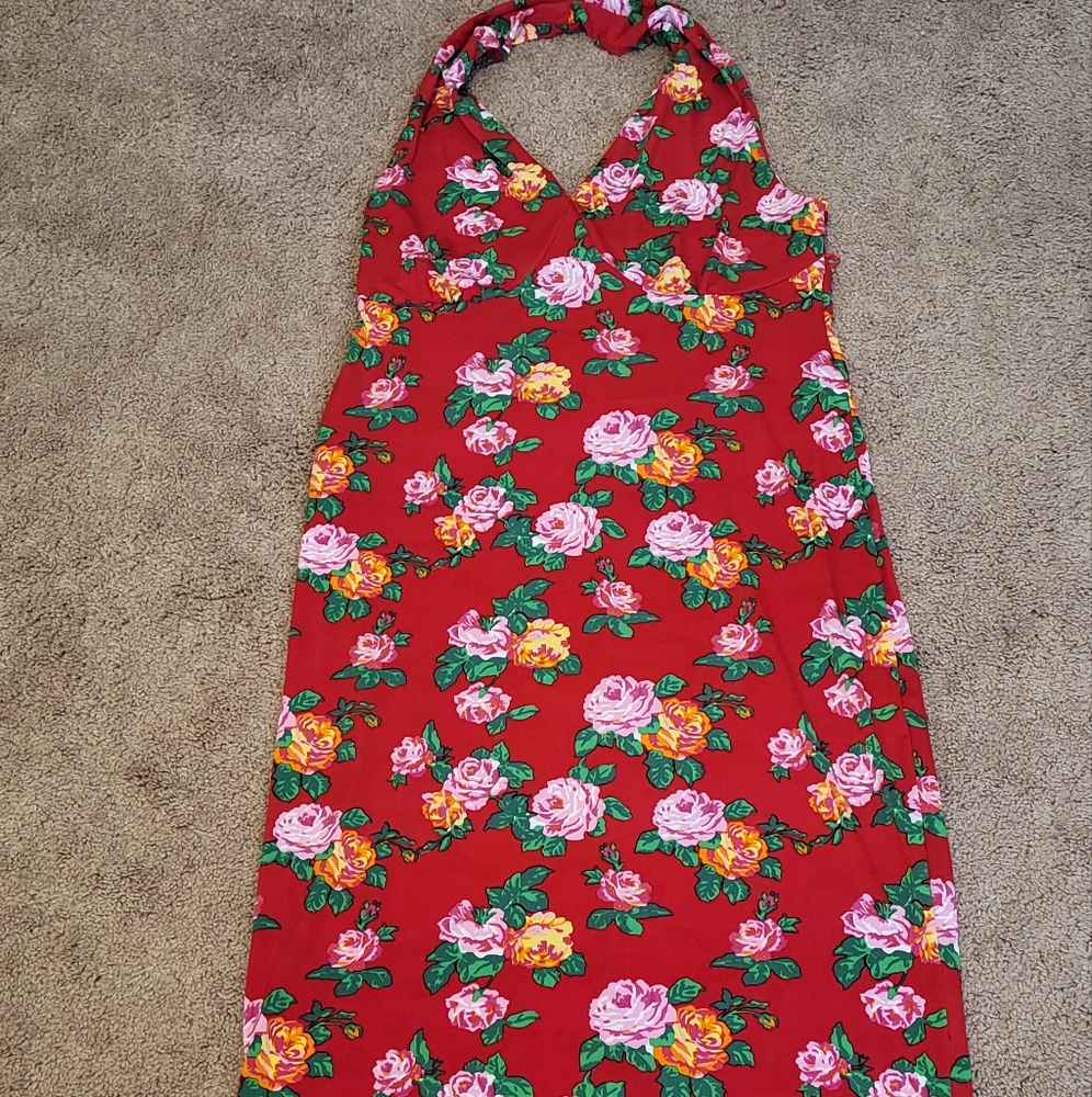 Floral Red Dress